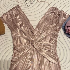 Adrianna Papell Strapless Rose Gold Dress